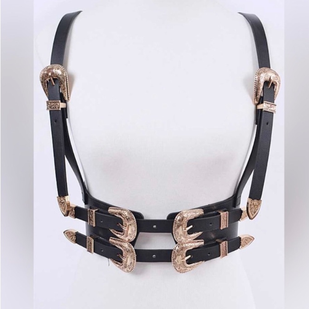 Western Stallion Faux Leather Corset Harness Belt